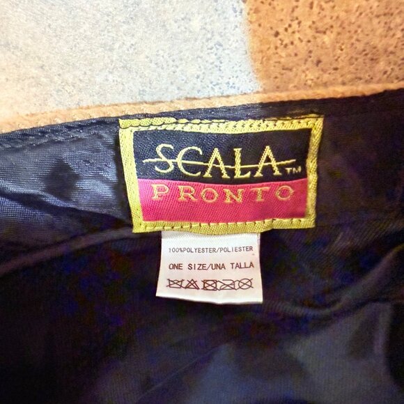 Scala Pronto Newsboy Cap Tan Corduroy Cabbie Style Hat Frayed Floral Made Italy - Picture 7 of 10